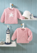 Baby Star Motif or Plain easy Sweater Children's Jumper & hat 16-26" Chenille Chunky Bulky 12ply pdf  knitting Pattern