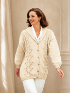 Woman's Shawl Collared Bobble jacket -  V neck longline DK 8Ply Light worsted- Sizes 30" - 40" Knitting Pattern PDF instant download
