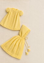 Baby Girl Knitted Dress Moss stitch Cable border & hooded cape 4ply Fingering wool or 4ply -18" - 20"  Knitting pattern PDF download