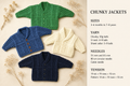 Children's Chunky Jackets- Shawl Collar or V neck Cardigans Chunky Bulky Wool chest 18"  ~ 28"   Knitting Pattern download PDF