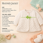 Baby Girl Lacy Matinee Jacket Picot Edging 46 - 48 cm chest  DK 8PLY Light worsted wool- Knitting pattern