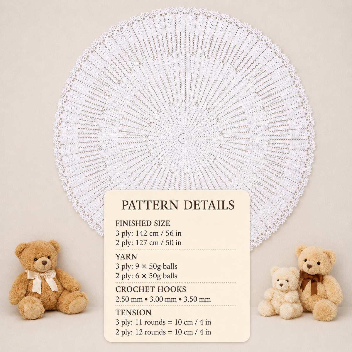 Vintage Circular Crochet Baby Shawl Pattern (PDF Download)