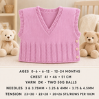 Easy Baby Cover Up Waistcoat V Neck Side Opening Tabard 0 - 24 mths ~ DK 8 Ply Knitting Pattern