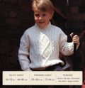 Boys Aran Sweater Jumper Crew Neck High neck cable pattern- drop sleeves 24 - 32" Aran 10ply Worsted wool