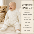 Popular baby Cable All in one combination Mitts bootees Aran ( 10PLY ) worsted Yarn Fits from 16" chest -22 Knitting pattern