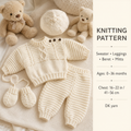 Baby Pram set winter Jumper Trousers Mitts cable garter stitch pattern DK 8Ply  0 - 36 mths
