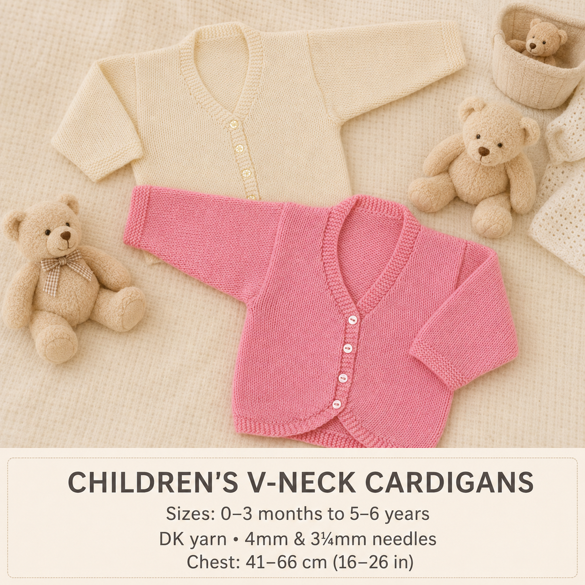 Easy Girls Bolero Cardigans, Plain knitting 16-26" (birth - 6 yrs)  Long & sleeved DK 8 Ply