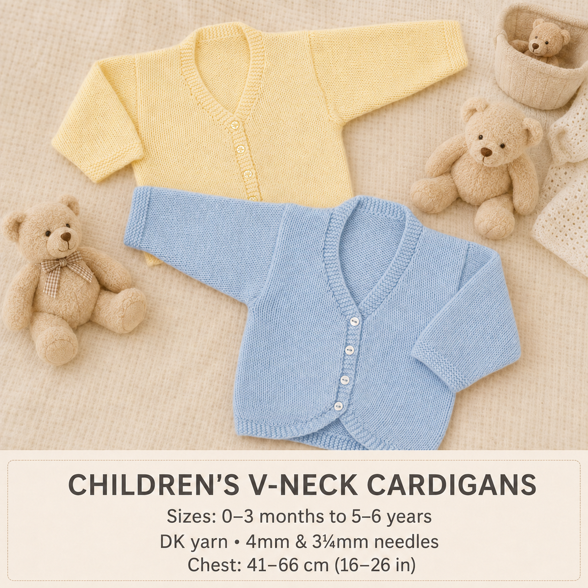 Easy Girls Bolero Cardigans, Plain knitting 16-26" (birth - 6 yrs)  Long & sleeved DK 8 Ply