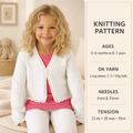 Girls Lacy Eyelet picot border Easy V Neck Raglan Cardigan Jacket 16-26" ~(0-7 yrs)  DK 8 Ply Knitting Pattern pdf Instant Download