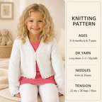 Girls Lacy Eyelet picot border Easy V Neck Raglan Cardigan Jacket 16-26" ~(0-7 yrs)  DK 8 Ply Knitting Pattern pdf Instant Download
