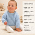 Baby Easy Fishermans Rib Round neck- button shoulder sweater- DK- 8Ply 17"-19" (6 - 18 Mths