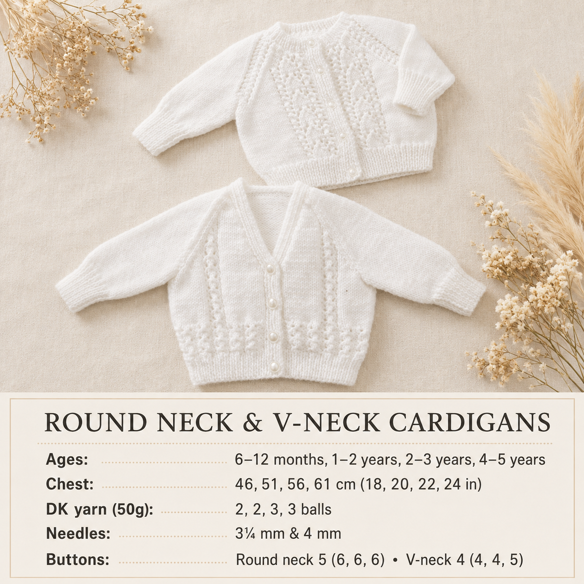 Baby Round & V neck raglan cardigans 18" - 24" (6m -5yrs) 8ply DK Light worsted wool Knitting Pattern Download PDF