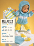 Baby Doll hooded Jacket- trousers Vest shoes & shorts in DK 8ply Light worsted wool- fits 12-22" dolls. Knitting pattern DOWNLOAD pdf