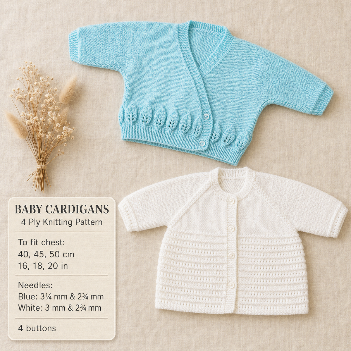 Baby cross over cardigan & Matinee coat -cardigans Knitting Pattern -4Ply yarn Instant Download-16 20" chest PDF- Vintage English pattern