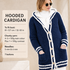 Woman's Easy Knit Chunky Cardigan ~ Pockets  Quick knit  Chunky- Bulky 12 Ply  yarn 32-50" Knitting pattern -Download PDF-English bottom up