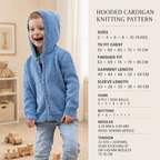 Easy Hooded Jacket PDF Knitting Pattern- Easy Knit DK 8 ply   Fits 55-75 cm or 2-10 yrs