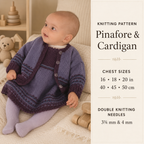 Girls Pinafore dress and Cardigan Picot hem fair isle border 16" - 20" Chest DK 8 Ply Light worsted wool- Knitting pattern PDF Download
