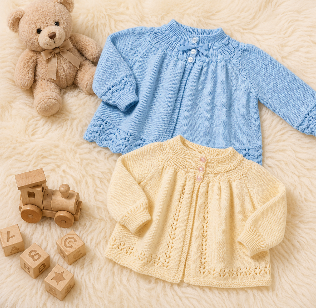 Vintage Baby Knitted Matinee Jacket Pattern - 4 Ply Yoked Style (PDF Pattern) 3-6 months