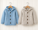 Boys  Hooded Cable jacket & Cardigan with collar  pattern- 18 - 28" ( 16 mths  9yrs) Aran 10ply Worsted wool- Knitting pattern Download