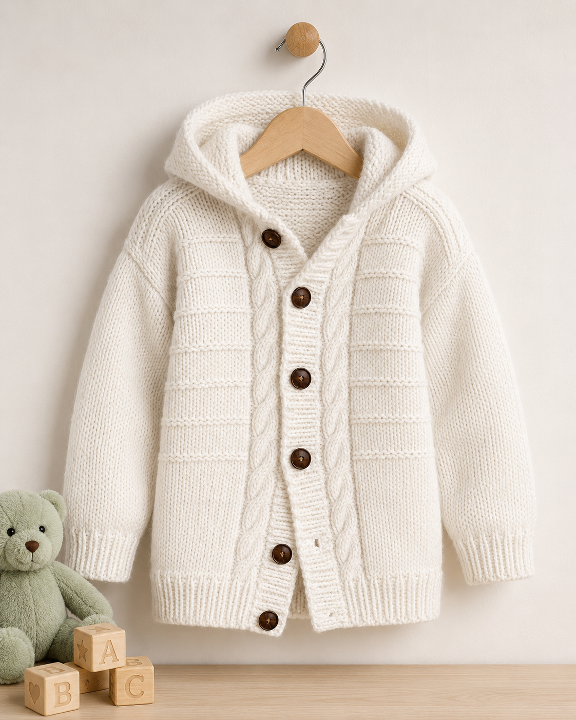 Boys  Hooded Cable jacket & Cardigan with collar  pattern- 18 - 28" ( 16 mths  9yrs) Aran 10ply Worsted wool- Knitting pattern Download