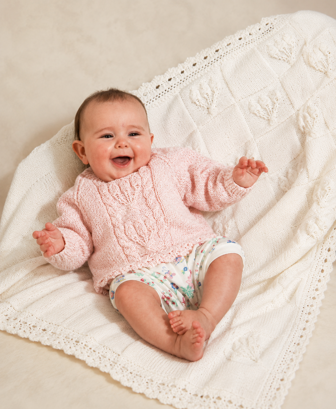 Girl's Lacy Crew Neck sweater with Flower design Knitting Pattern - DK ( 8 ply ) Light Worsted 16- 22" Instant Download Knitting pattern PDF