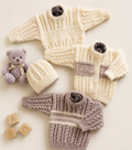 Aran Baby Child Sweater Cardigan Hat Knitting Pattern 16–30in