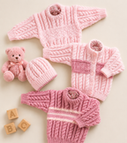 Aran Baby Child Sweater Cardigan Hat Knitting Pattern 16–30in
