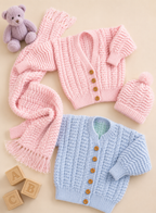 Baby Cardigans Hat & Scarf DK Knitting Pattern 18–26" PDF