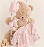 New Baby girl-vintage Lace matinee Jacket bonnet & Bootees 3ply) yarn fits  18" - knitting pattern