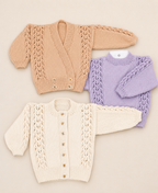 Baby easy Knit  Cardigans cross over and sweater in DK-3ply - fits chest 16-22 inches Knitting pattern
