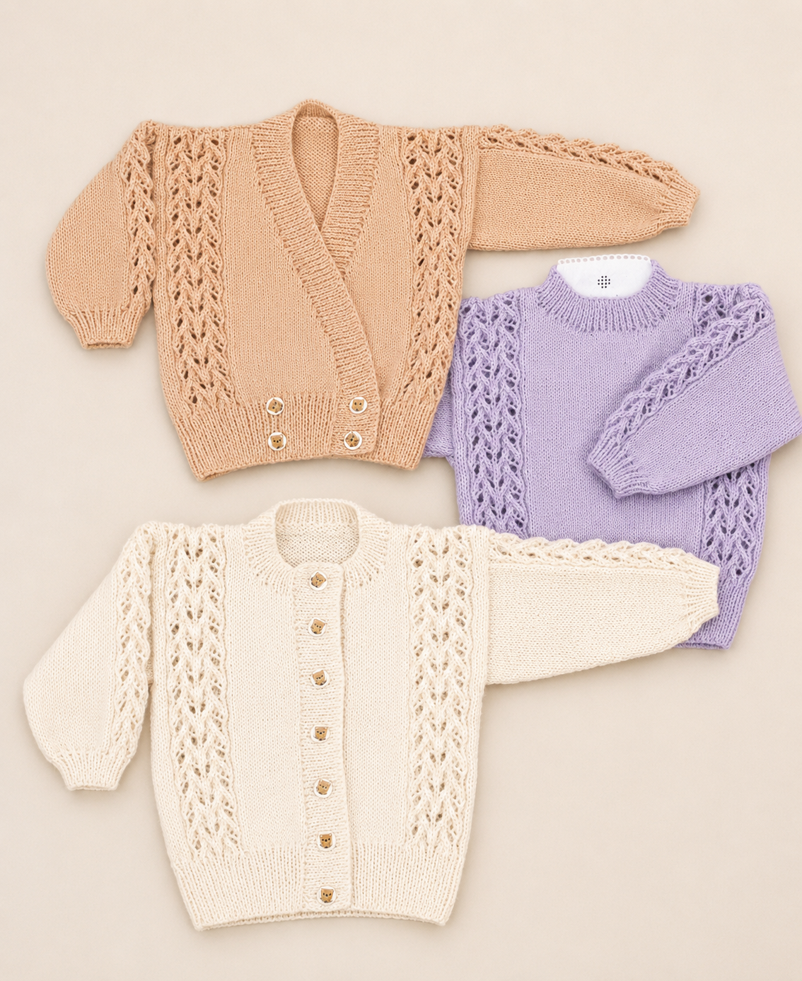 Baby easy Knit  Cardigans cross over and sweater in DK-3ply - fits chest 16-22 inches Knitting pattern