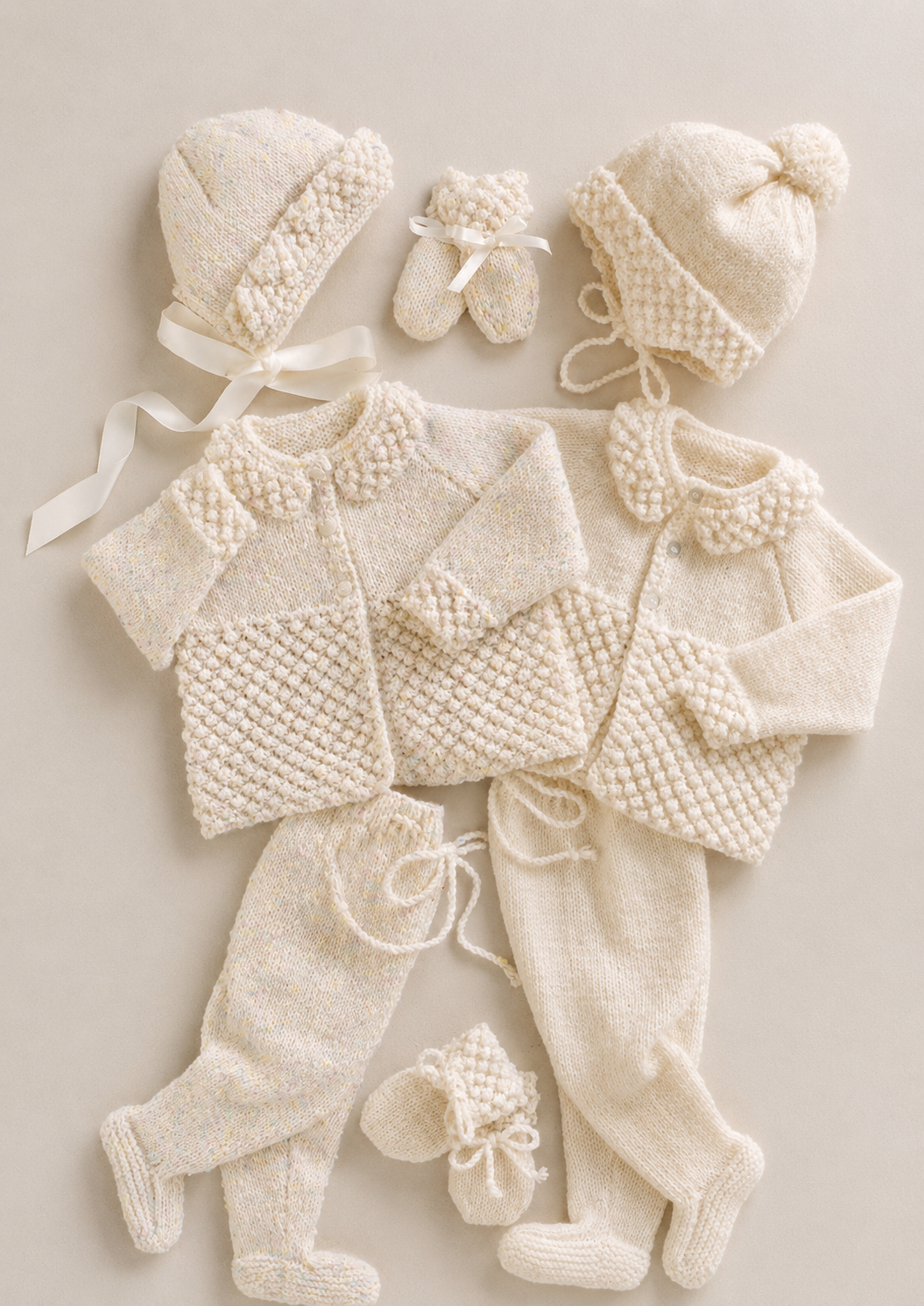 Baby girl Boy jacket- coat leggings  mitts & hat easy pattern 12" - 48" Premature sizes DK 8 ply knitting pattern