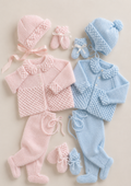 Baby girl Boy jacket- coat leggings  mitts & hat easy pattern 12" - 48" Premature sizes DK 8 ply knitting pattern