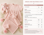 Baby girl-vintage short sleeved lacy dress & Lace matinee Jacket 2ply) yarn fits  18" - knitting pattern