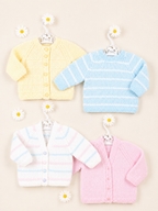 Baby easy Knit  Cardigans and sweaters in DK-8ply light worsted wool- fits chest 14-22 inches Knitting pattern