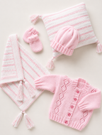 Baby Diamond Easy Knit Cardigan Knitting Pattern, Boys Girls Hat  Mitts blanket DK Yarn (12" -22")