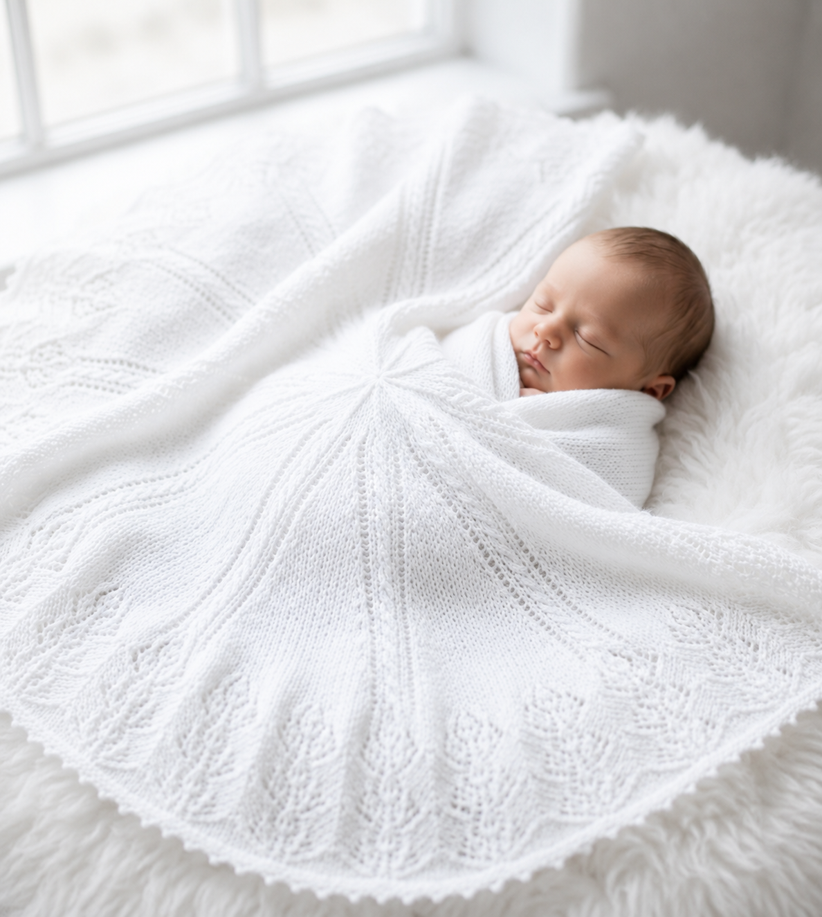 Vintage  Baby Shawl Pattern PDF 1950s - round, knitted in 3ply  fingering wool 48" diameter