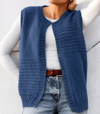 Woman's Ribbed Waistcoat Sleeveless Cardigan 32-50in  Knitting pattern DK-8ply Download PDF