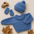Baby Cable Sweater, Hat & Mittens Knitting Pattern PDF – DK – Chest 16–22 inches