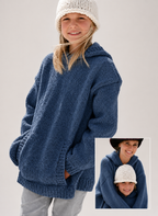 Man's Woman's Child's Easy Knit Hooded Jumper- Sweater Kangaroo Pockets 24"-44" Super Chunky Super Bulky yarn- Knitting pattern Download PDF