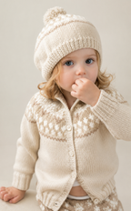 Girl's Fair Isle Cardigan & Matching bobble hat Knitting Pattern DK (8Ply), Children 1-5 years Instant Download PDF English only