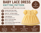Baby Girl-Toddler puff sleeved lacy dress DK (8 ply) Yarn Fits from 16-22" - Knitting pattern  Download PDF