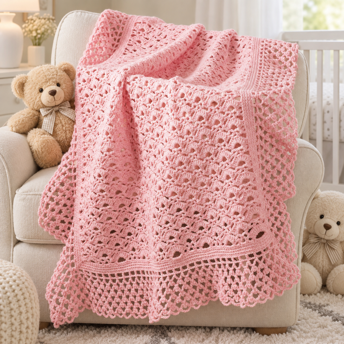 Crochet Pattern- Baby Crochet Blankets Shawls  Sport weight wool Download PDF - 6 blankets on one pattern