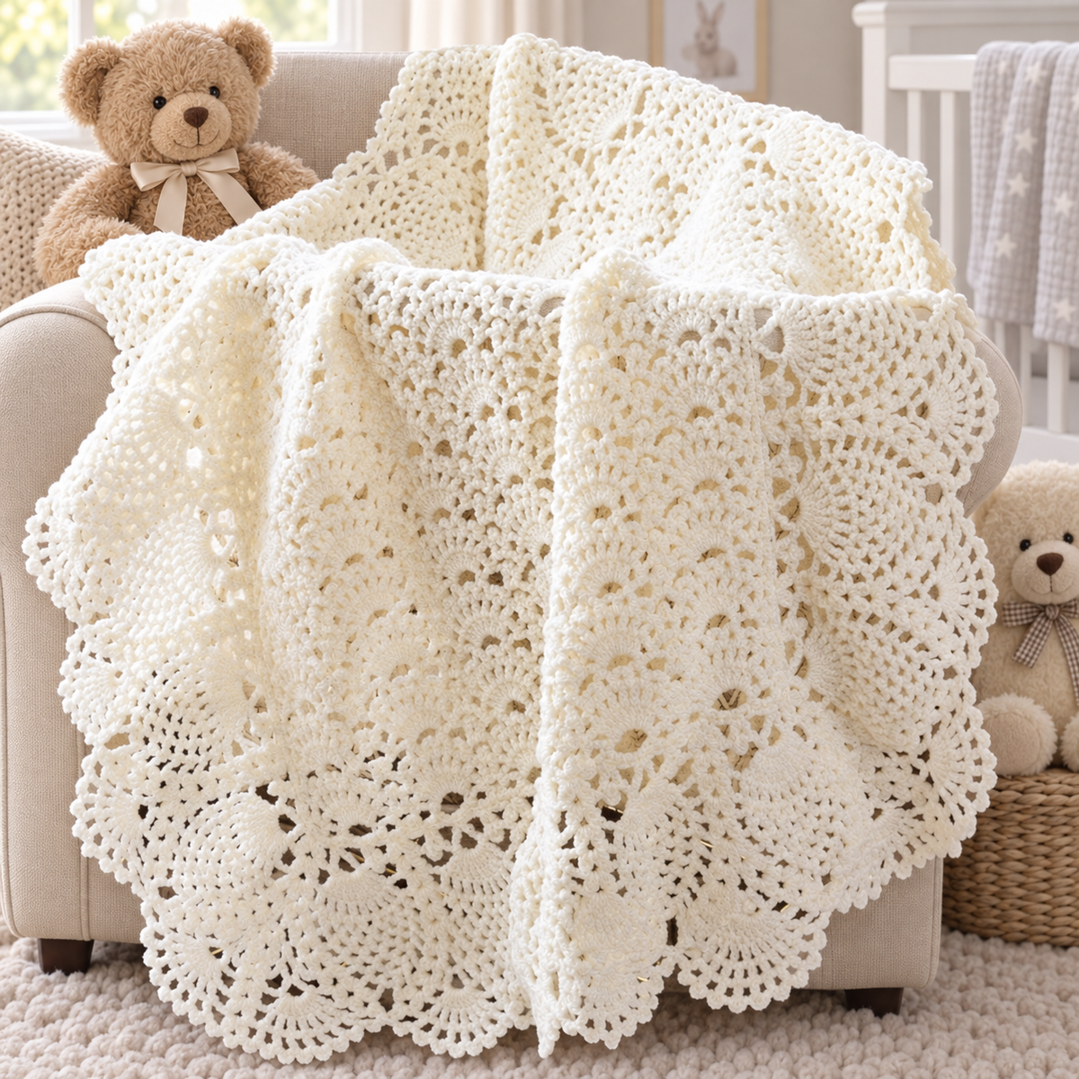 Crochet Pattern- Baby Crochet Blankets Shawls  Sport weight wool Download PDF - 6 blankets on one pattern
