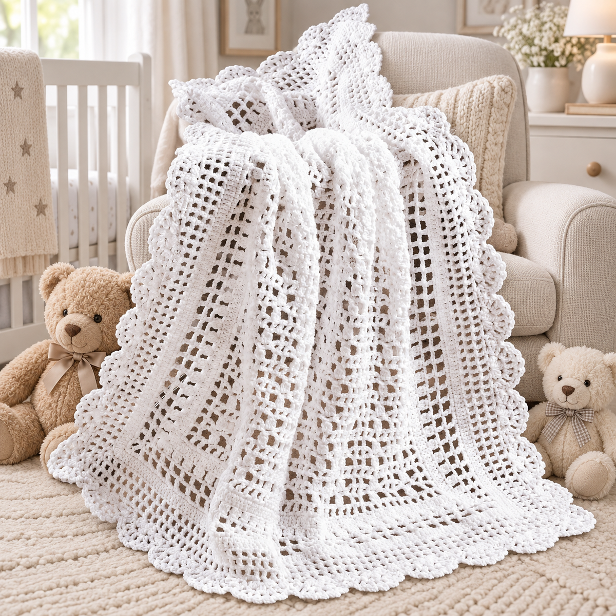 Crochet Pattern- Baby Crochet Blankets Shawls  Sport weight wool Download PDF - 6 blankets on one pattern