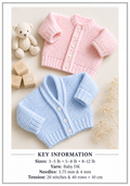 Premature Premie Baby Cardigans- V neck round Neck -Premature 5LB - 12 LB Babies- DK 8 Ply Light worsted. Knitting Pattern Download PDF
