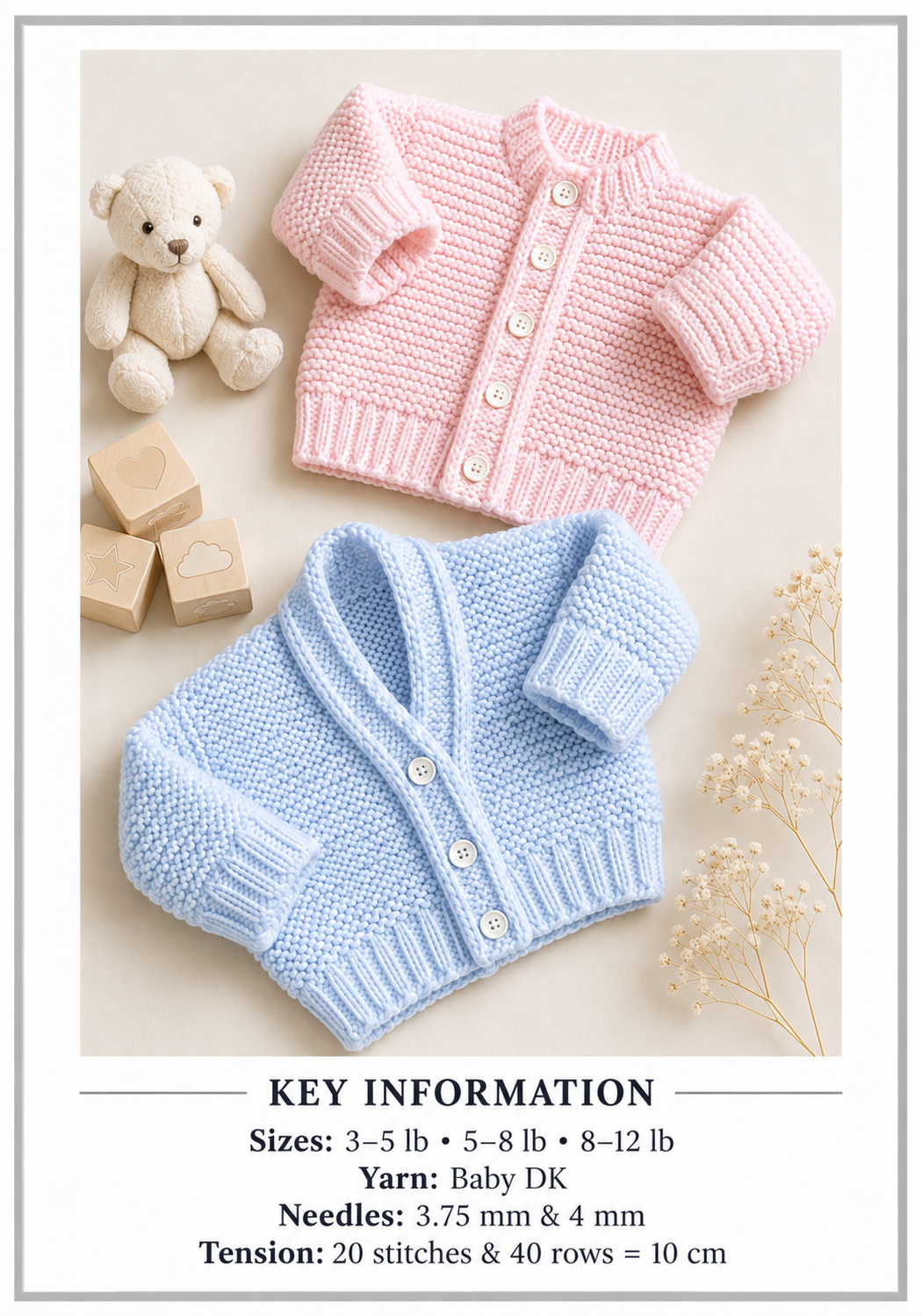 Premature Premie Baby Cardigans- V neck round Neck -Premature 5LB - 12 LB Babies- DK 8 Ply Light worsted. Knitting Pattern Download PDF
