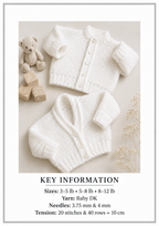 Premature Premie Baby Cardigans- V neck round Neck -Premature 5LB - 12 LB Babies- DK 8 Ply Light worsted. Knitting Pattern Download PDF