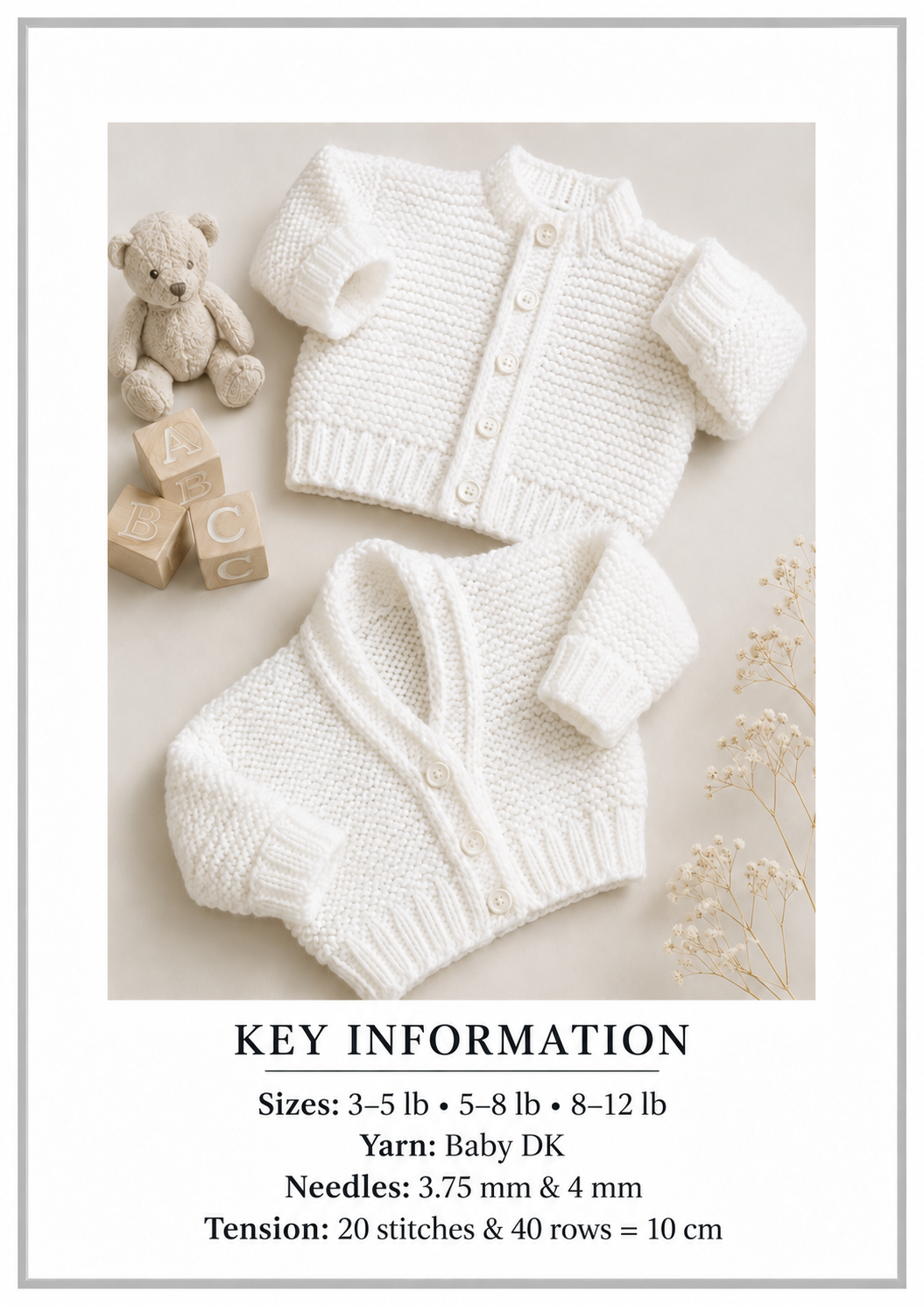 Premature Premie Baby Cardigans- V neck round Neck -Premature 5LB - 12 LB Babies- DK 8 Ply Light worsted. Knitting Pattern Download PDF