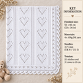 Baby Shawl with Eyelet Heart Pattern & Lace Edge- Knitted in DK Cotton -8 ply - Light worsted Knitting Pattern -Size  22" x 26"